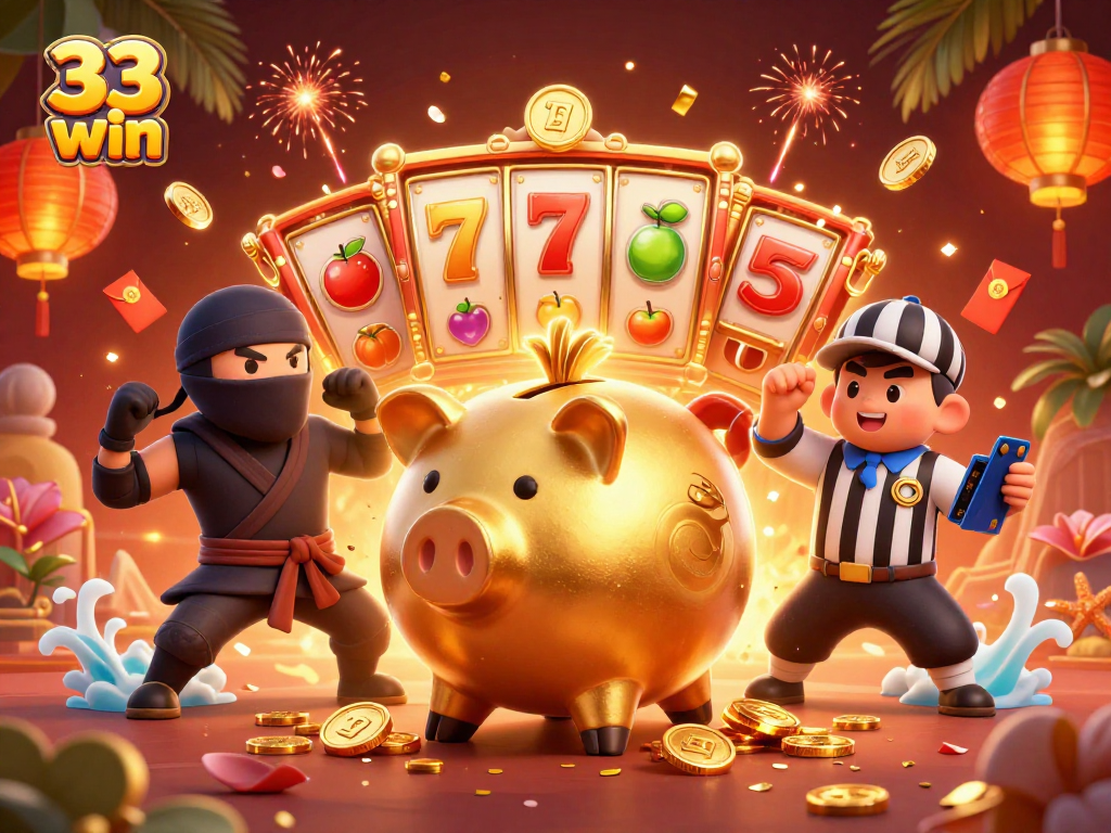 Experience thrilling wins at 33 win with an exciting 3D casino scene featuring a sumo wrestler!