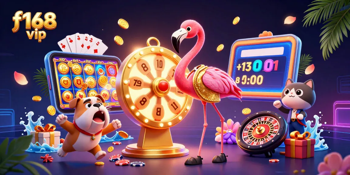 Experience the excitement of gambling with f168 vip at a dynamic game show scene featuring vibrant slot games and prizes.