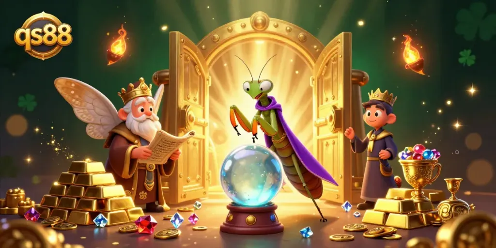 Experience exciting wins at qs88 with mystical characters and lavish casino treasures in this vibrant scene.