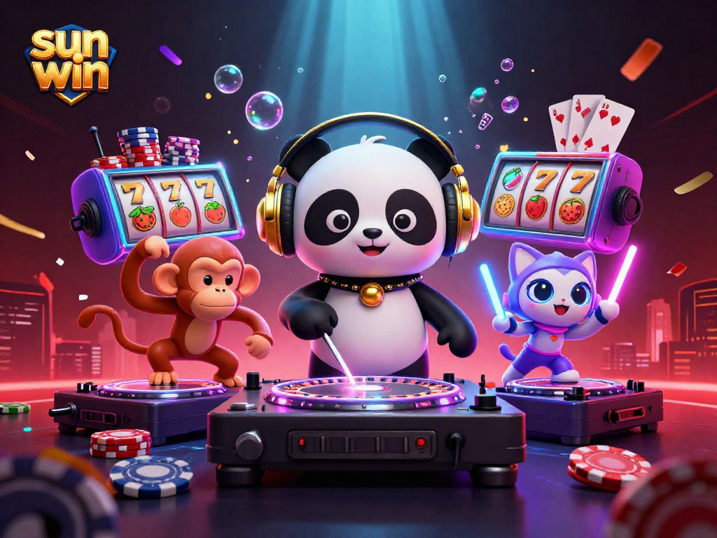 Experience the thrill of sun win while dancing with vibrant characters in a dynamic casino atmosphere.