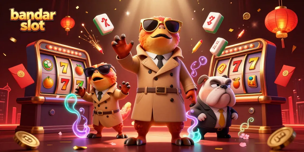 Experience thrilling bandar slot action with vibrant characters and dynamic gaming elements in this 3D illustration.