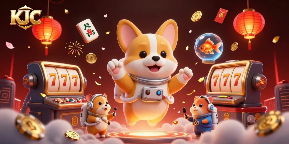 Engage with KJC's dynamic gaming in a vibrant 3D space station casino scene.