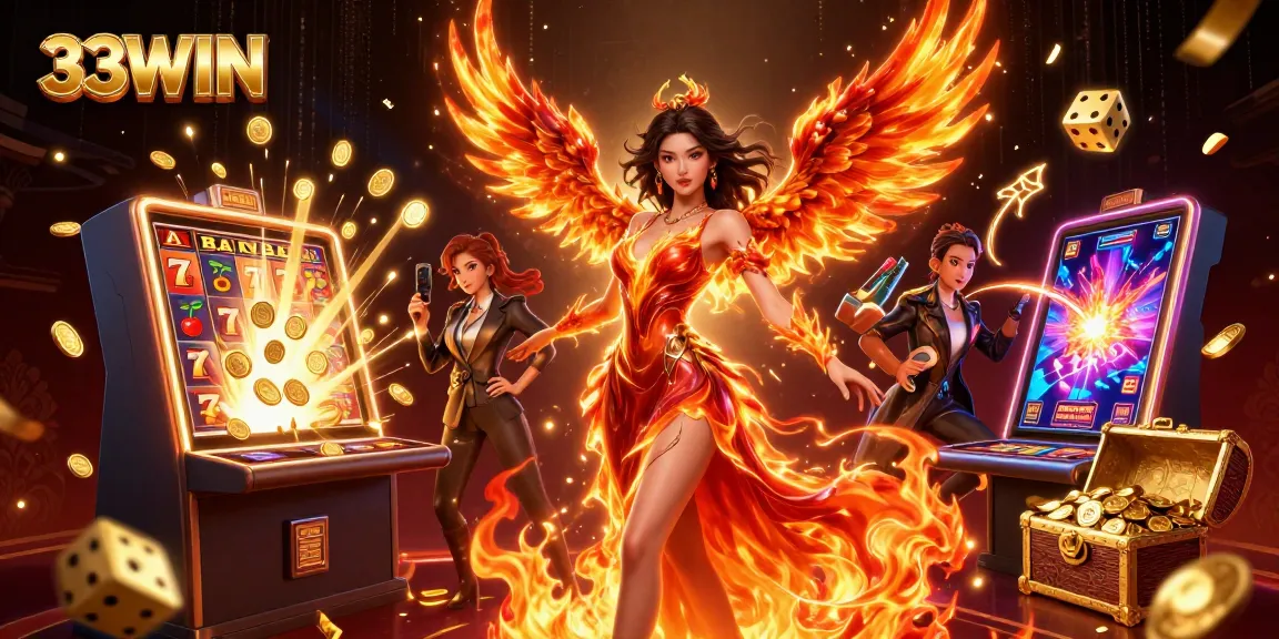 Play thrilling casino games at 33WIN with vibrant visuals and exciting elements in an immersive scene.