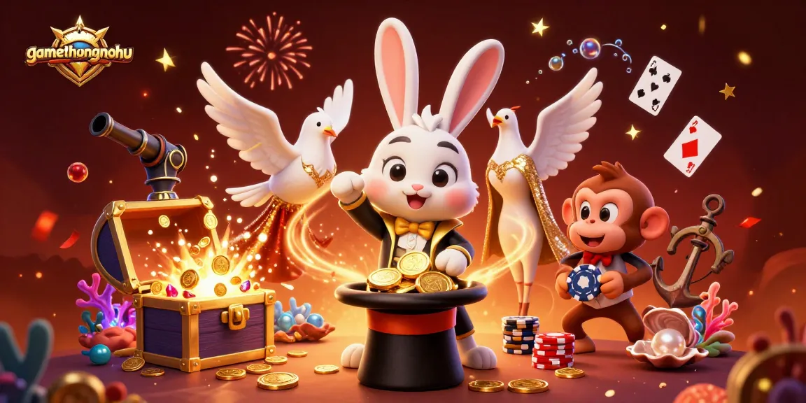 gamethuongnohu showcases a magical 3D casino scene with vibrant characters engaging in thrilling action.