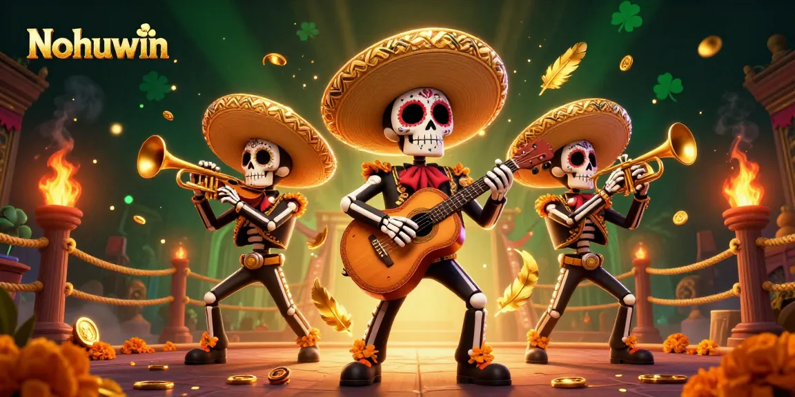 Nohuwin players enjoying vibrant slots action with a colorful mariachi scene in a captivating casino setting.