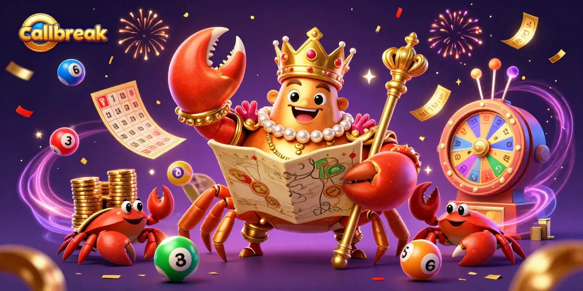 Experience the excitement of callbreak with colorful elements and engaging characters in a vibrant 3D scene.