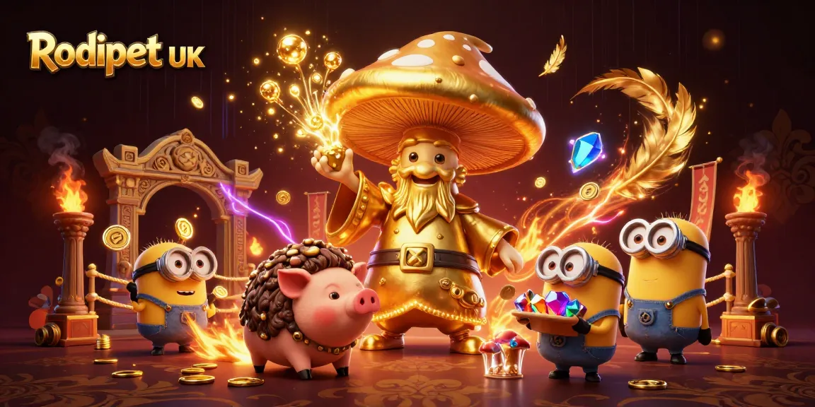 Spin to win with Rodipet UK magical treasures in a vibrant 3D casino scene.