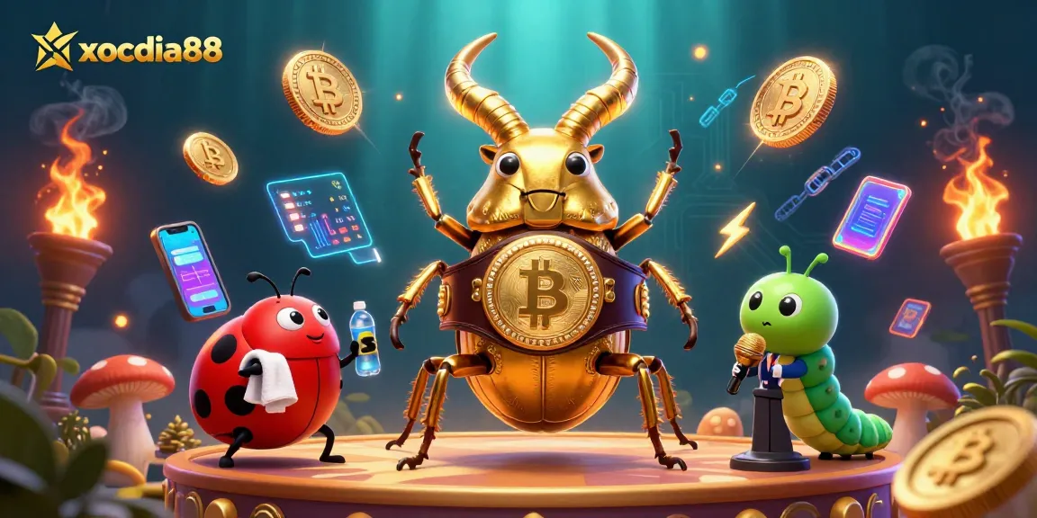 Win big with xocdia88 as the golden stag beetle battles in an electrifying casino scene.
