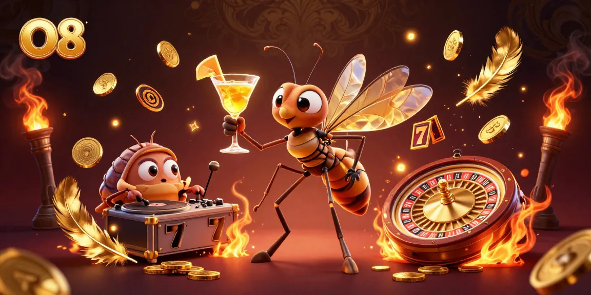 Engage with O8's thrilling gambling world featuring vibrant casino elements and unique characters.