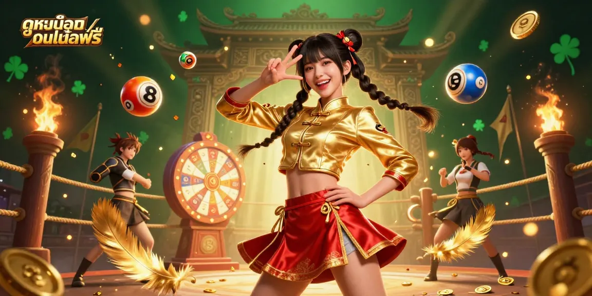 Watch ดูหนังออนไลน์ฟรี in a vibrant betting scene with festive elements and a joyful character.