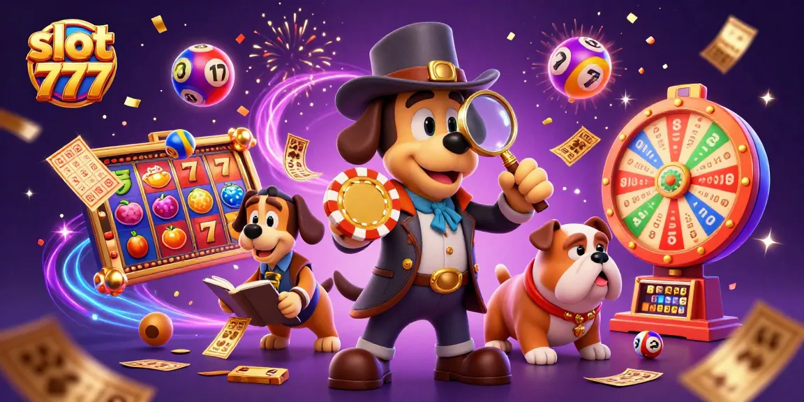 Experience excitement with slot 777 as a detective uncovers clues in a vibrant casino scene.