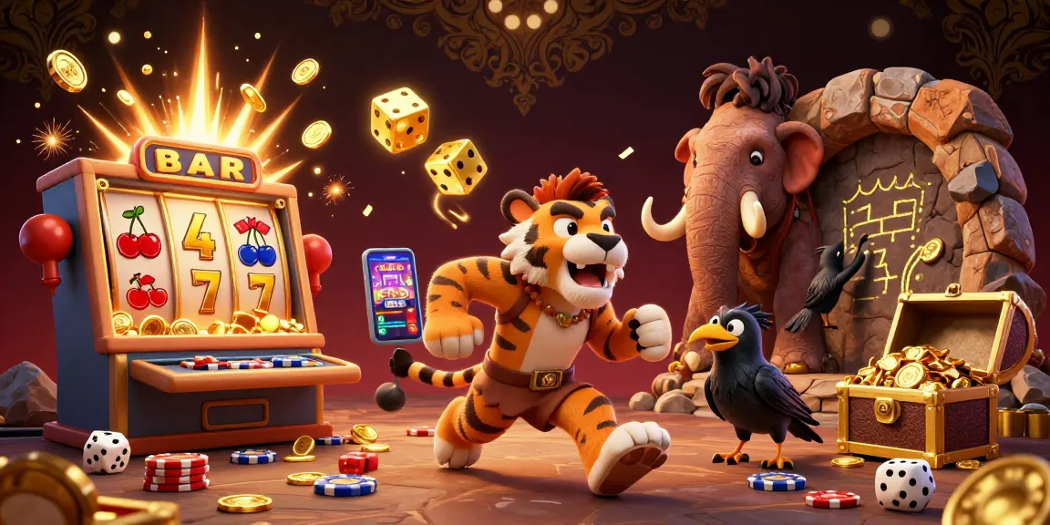 HitClub players enjoy thrilling games in a dynamic casino scene with vibrant characters and exciting action.