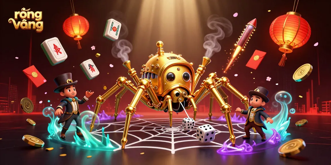 Engage with rồng vàng at a vibrant online casino featuring a golden spider and dynamic game elements.