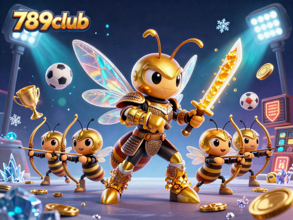 Bet on thrilling sports action with 789club, featuring a samurai hornet and dynamic elements.