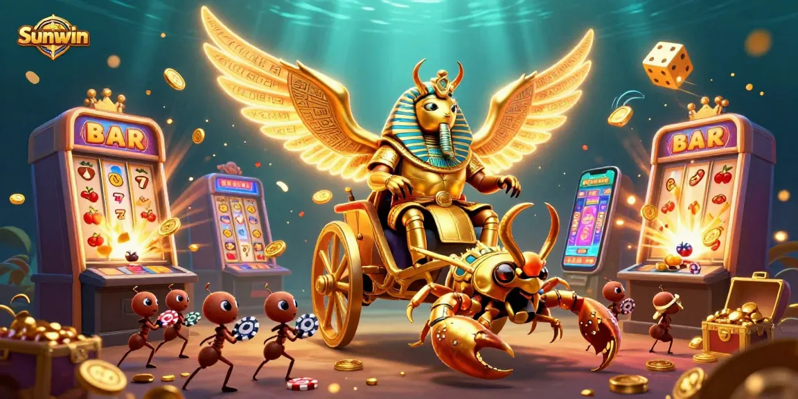 Experience the thrill of winning at Sunwin with a vibrant 3D casino scene filled with exciting games.