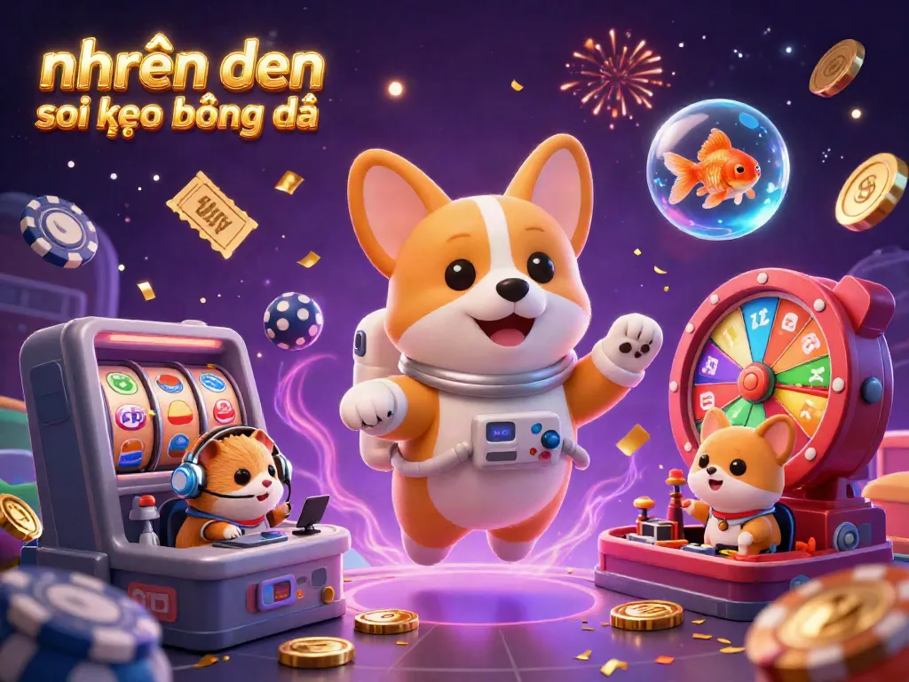 Engage in nhận định soi kèo bóng đá with this vibrant 3D casino illustration featuring an astronaut corgi and dynamic casino elements.