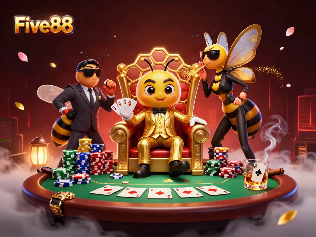 Experience immersive gaming at Five88 with an exciting 3D scene featuring a gambling mob boss.