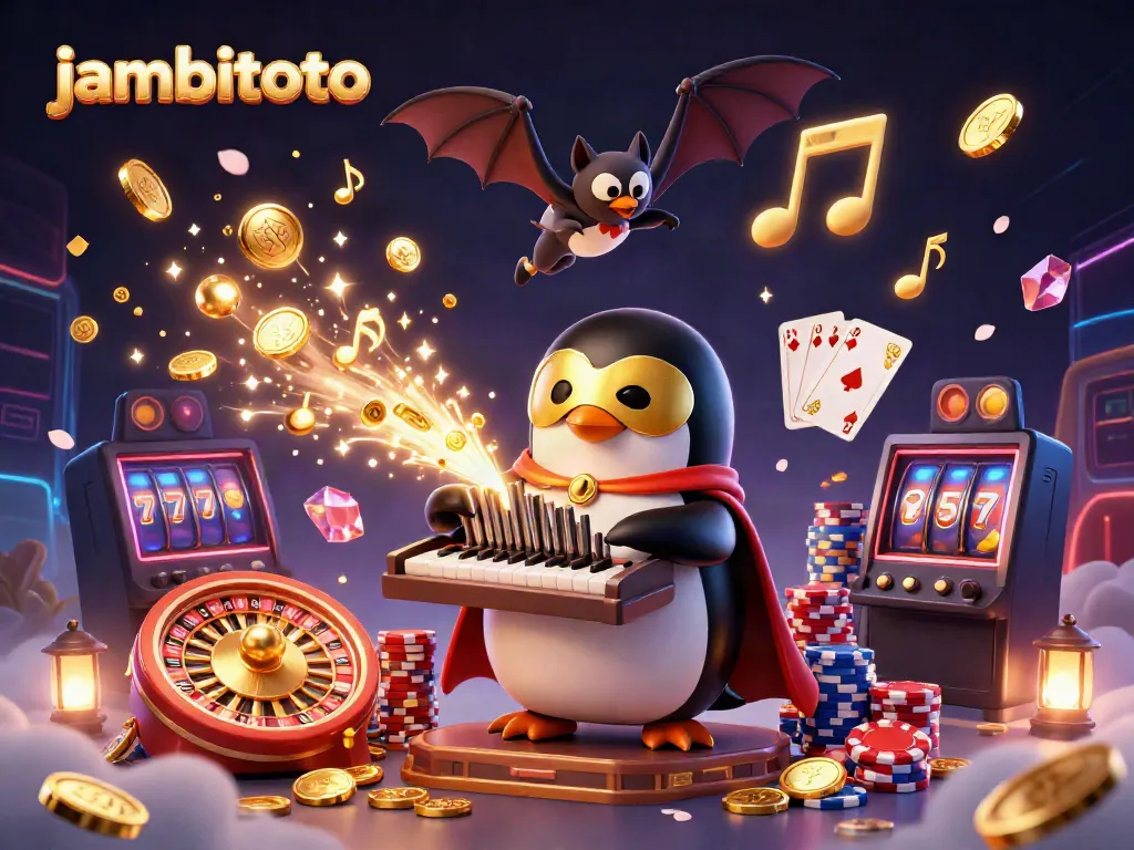 Experience the thrilling action of jambitoto as the phantom opera penguin plays while golden coins rain down.