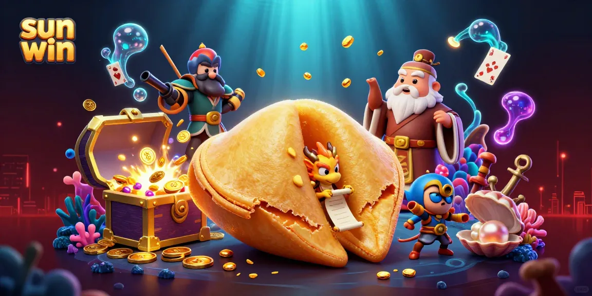 Experience the excitement of sun win with a dynamic scene featuring cartoon characters and gambling elements.