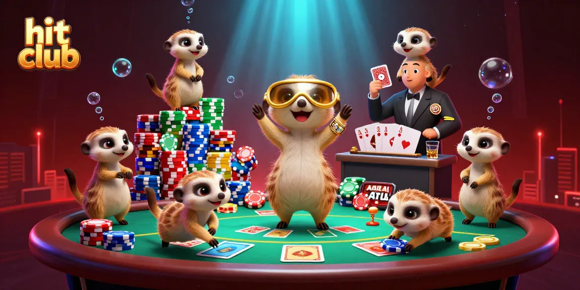 Experience hit club's dynamic gaming action with meerkats managing a vibrant casino scene.