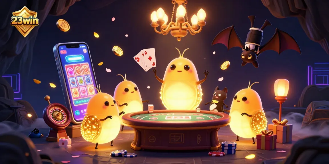 Experience thrilling gameplay at 23win with vibrant glowworms lighting up an exciting casino scene.