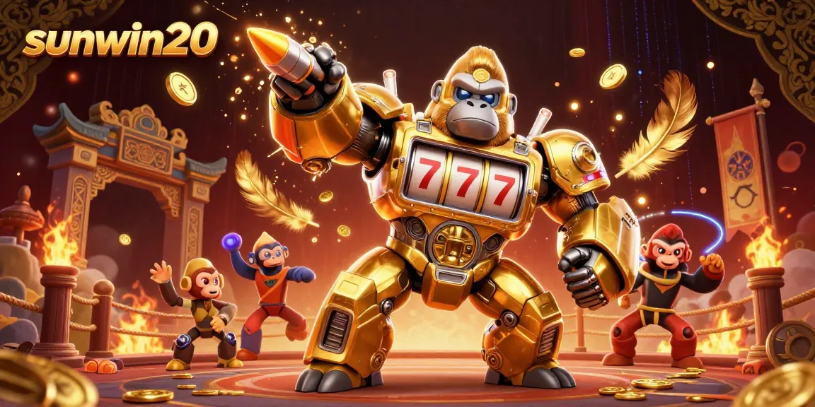 Experience thrilling wins with sunwin20 in vibrant 3D world of gaming, featuring dynamic slot machine elements.