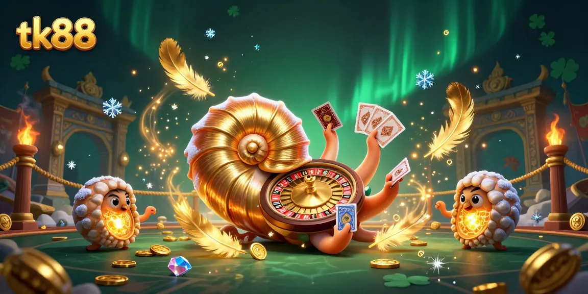 Spin the giant roulette wheel at tk88, with glowing ammonite players amidst swirling gold coins.