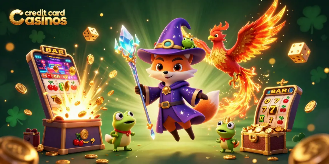 Experience thrilling gameplay at credit card casinos with immersive 3D cartoon characters and festive casino elements.