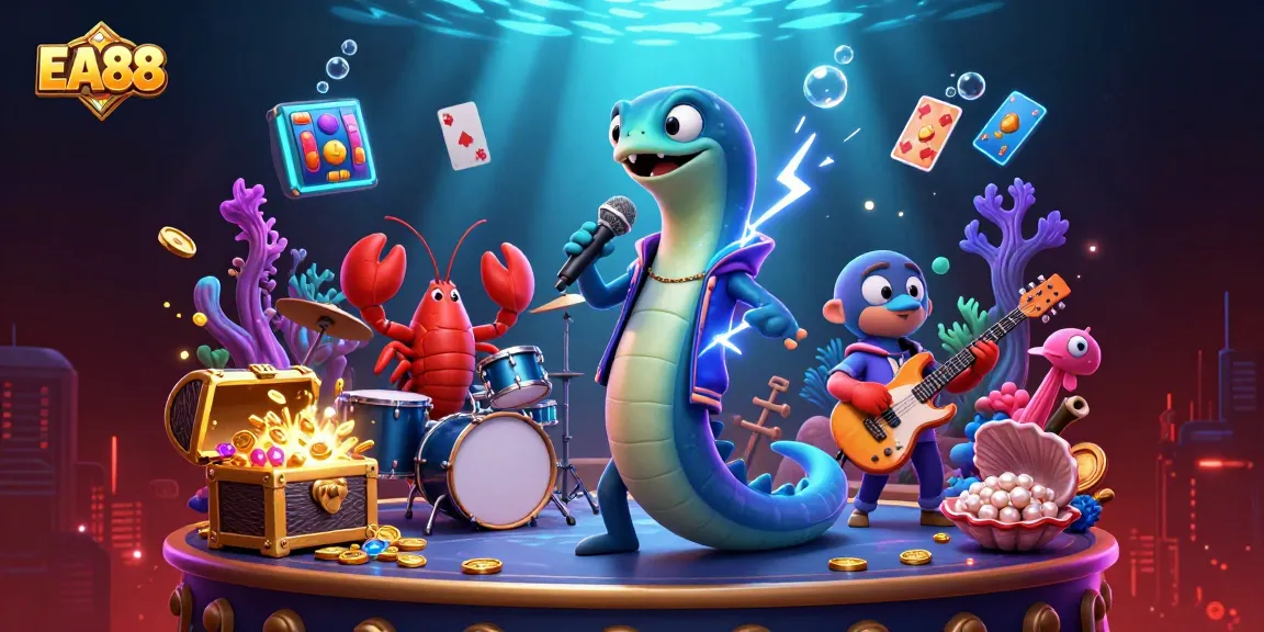 Experience the thrill of EA88 as an electric eel DJ performs in an underwater casino.
