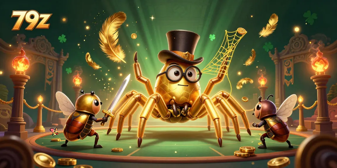 Engage with 79Z’s thrilling casino adventures featuring a golden tarantula and characters weaving excitement.
