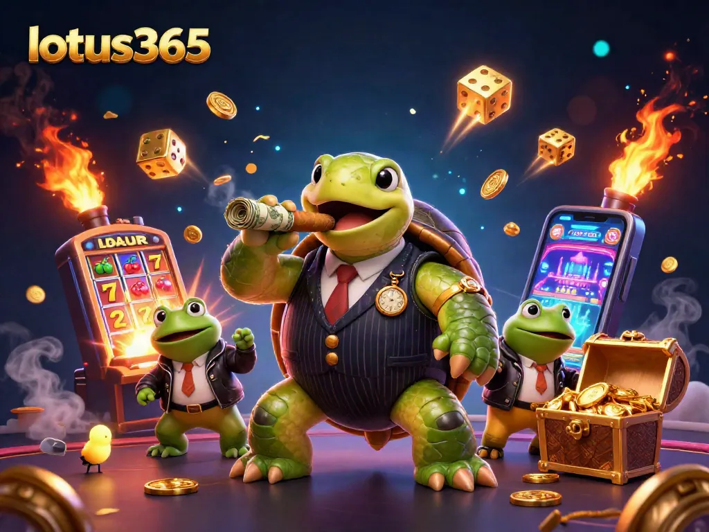 Bet confidently with lotus365 as a snapping turtle mobster and bullfrog enforcers surround a jackpot explosion.