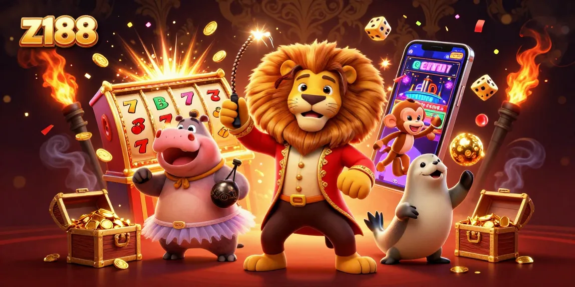 Z188 players enjoying a vibrant casino atmosphere with jackpot slot machines and colorful gaming elements.