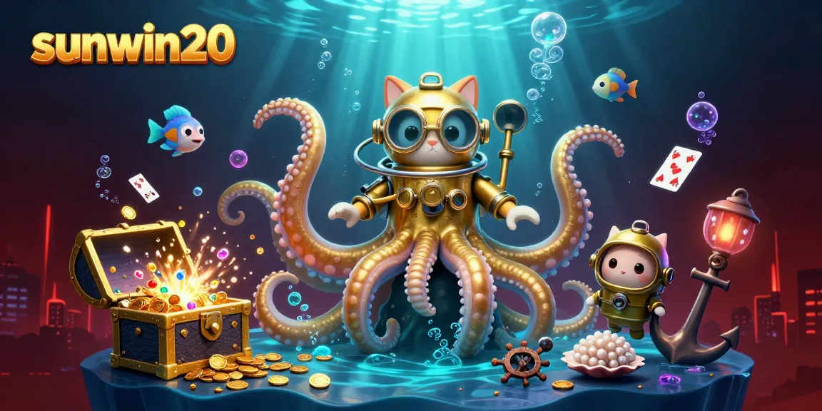 Experience the thrill with sunwin20 while the kraken guards treasures amidst vibrant underwater action.