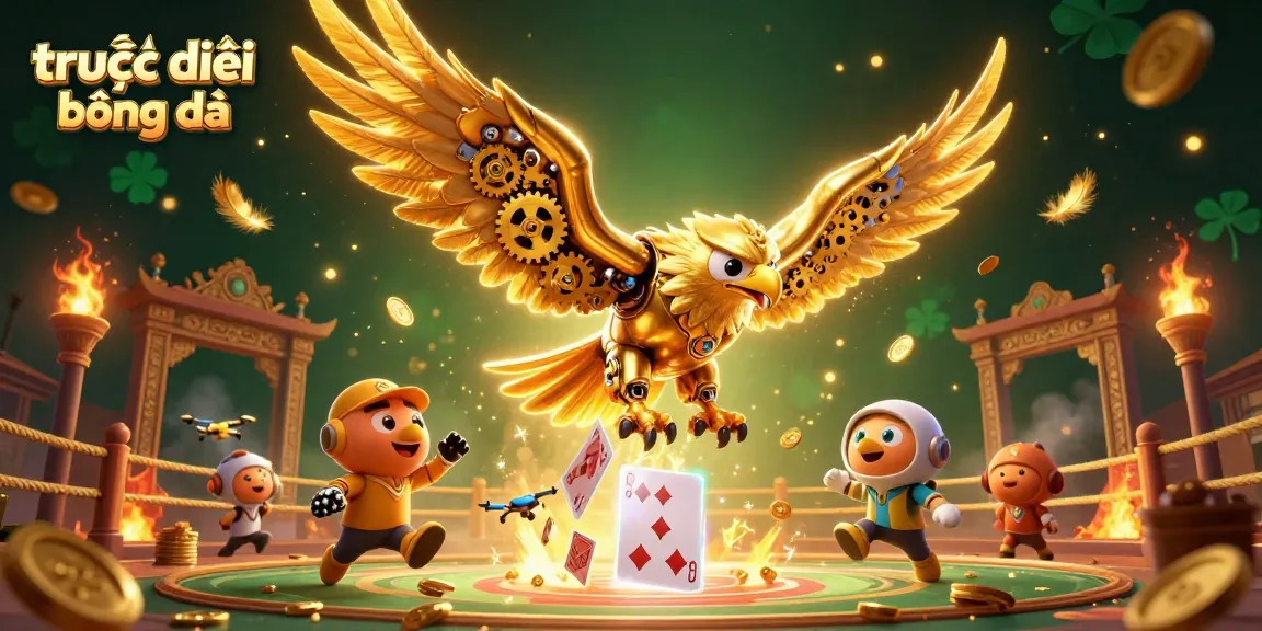 Experience high-quality trực tiếp bóng đá with captivating 3D visuals of an eagle soaring through a sports betting arena.