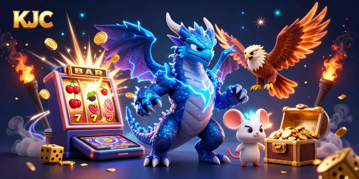 KJC offers an exciting gaming experience with dynamic slot gameplay, featuring vibrant symbols and engaging characters.