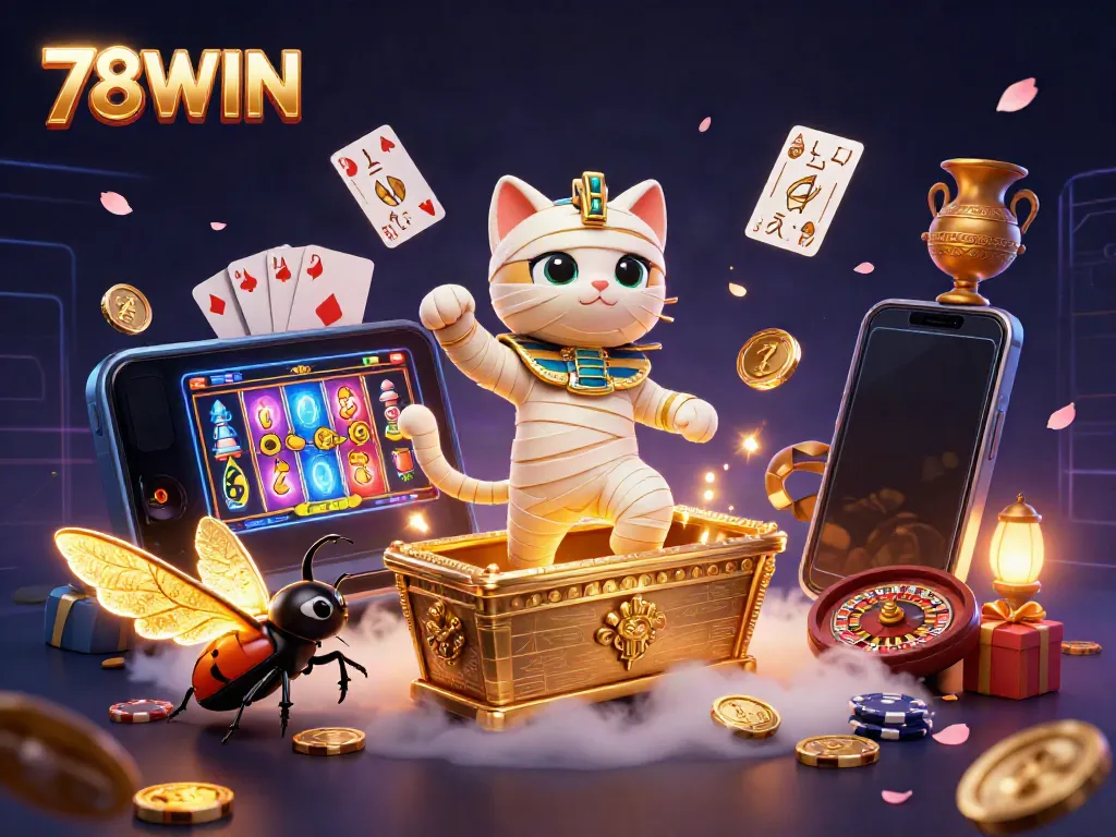 Spin the reels with 78WIN's thrilling casino adventures surrounded by vibrant characters.