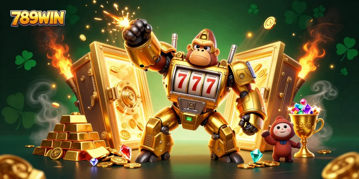 Experience the excitement of 789WIN with action-packed gambling illustration showcasing vibrant casino elements.