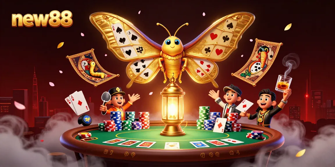 Engage with new88 through a captivating 3D illustration showcasing casino elements and vibrant gameplay.