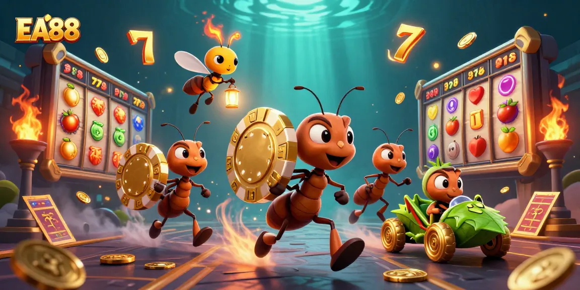 Engage in EA88-themed adventures with dynamic heist action featuring gold poker chips and vibrant casino elements.