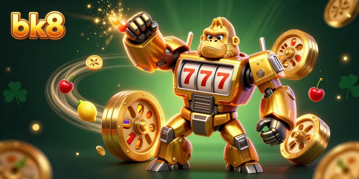 Experience thrilling gameplay with bk8's golden gorilla mech championing slot machine wins and jackpots.