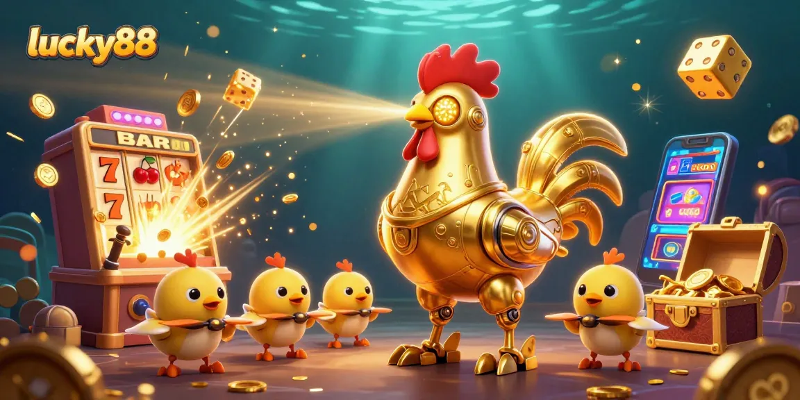Win big with lucky88 in this dynamic slot gaming scene featuring vibrant characters and bonuses.