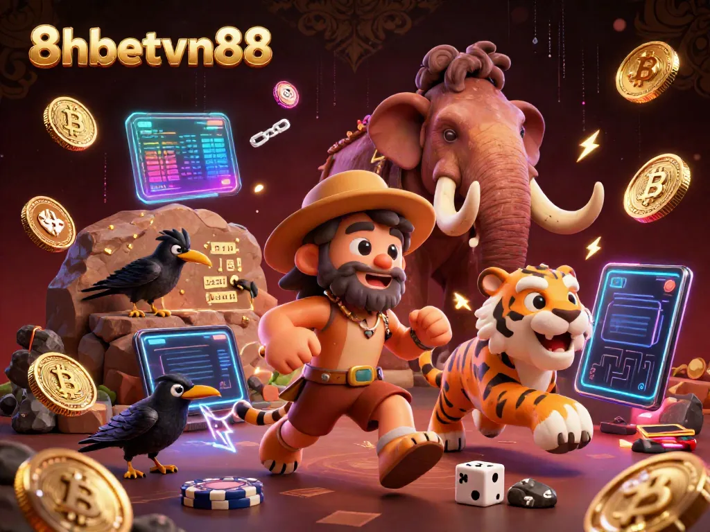 Experience the excitement with 8xbetvn88 at the prehistoric casino where unique characters engage in thrilling games and crypto adventures.