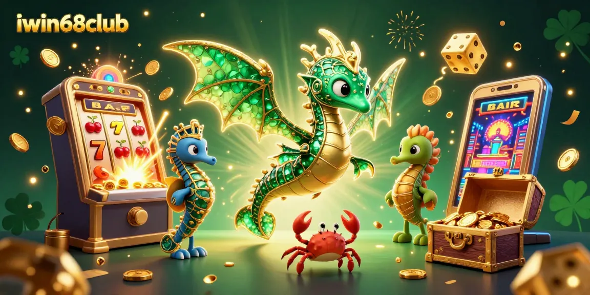 Bet on the exciting world of iwin68club with a vibrant 3D casino illustration showcasing rich games and magical jackpots.