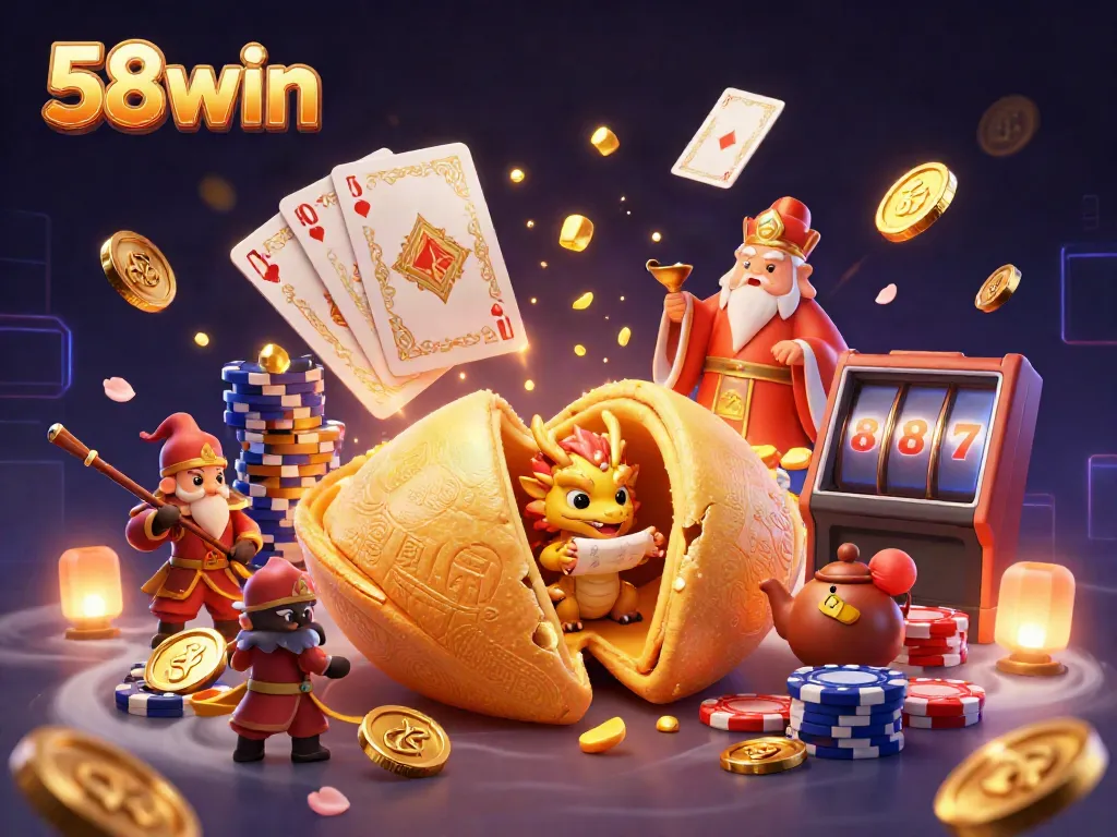 Experience thrilling gameplay with 58win as golden coins and gems scatter across vibrant casino elements.