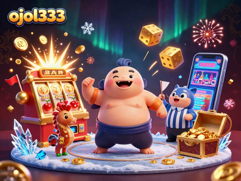 Experience the thrilling ojol333 casino adventure with dynamic slot machine action and vibrant characters.