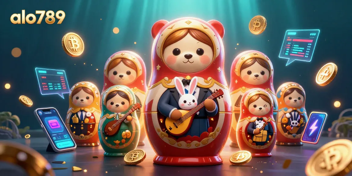 Alo789 features engaging online gambling action with a colorful 3D illustration of bears in dealer outfits.
