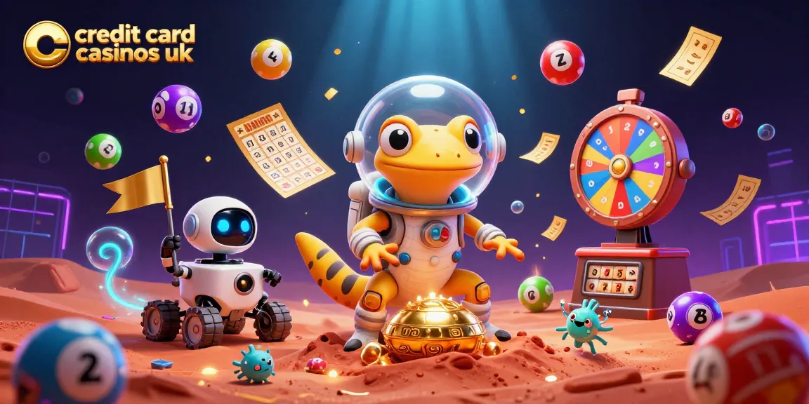 Engage at credit card casinos uk with a vibrant 3D scene of an adventurous Martian gecko.