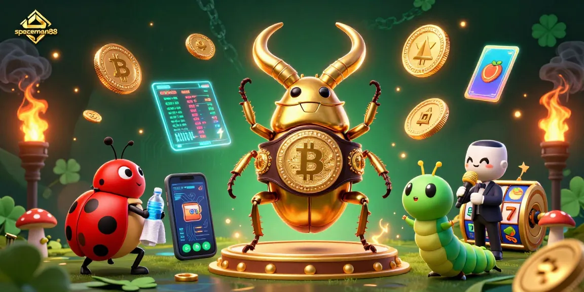 Experience the thrilling action of spaceman88 with vibrant casino scenes featuring unique characters and crypto coins.