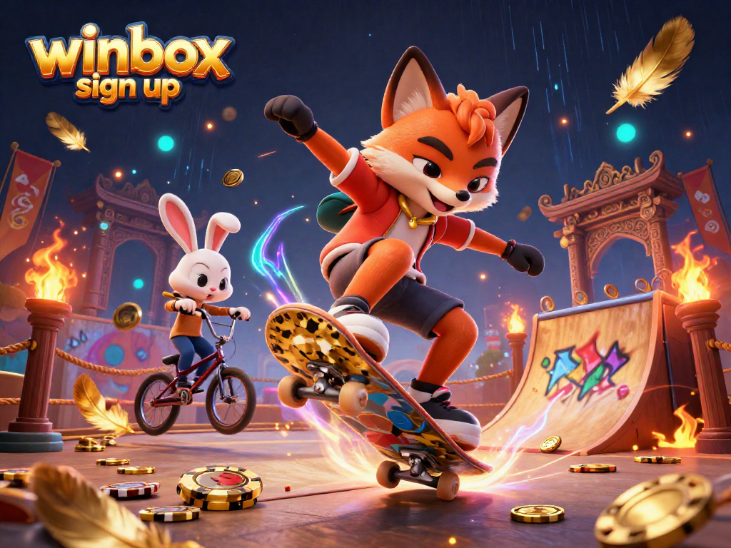 Experience the thrill of winbox sign up with this dynamic casino-themed illustration.
