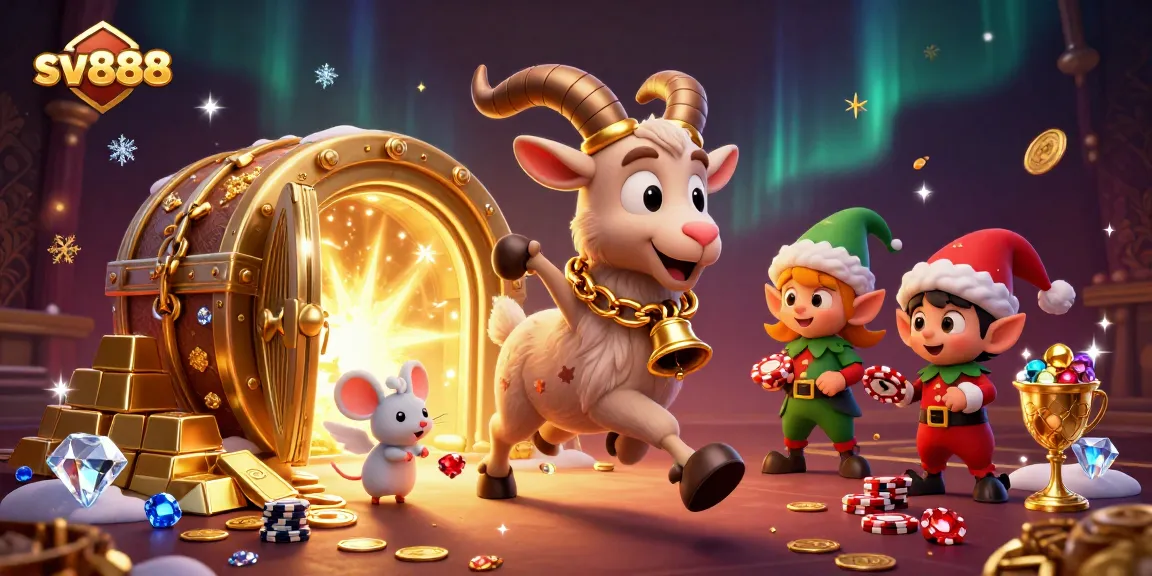 Experience thrilling games at sv888 with festive characters in a dazzling casino setting.